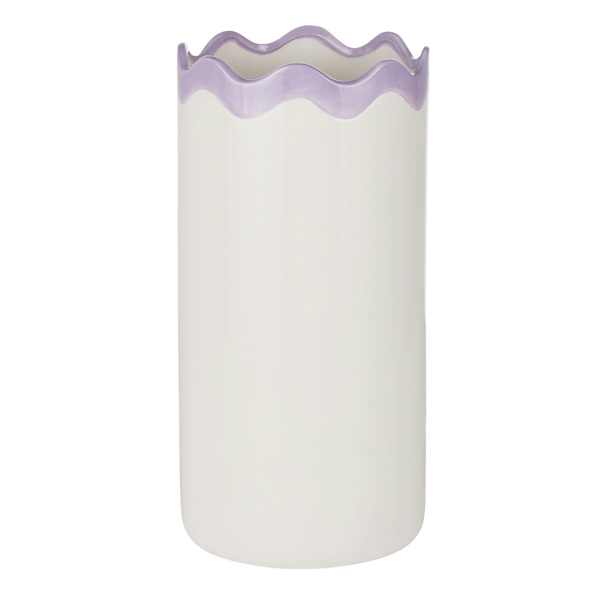 TINA - Vase dentelé en dolomite écrue et lilas H40
