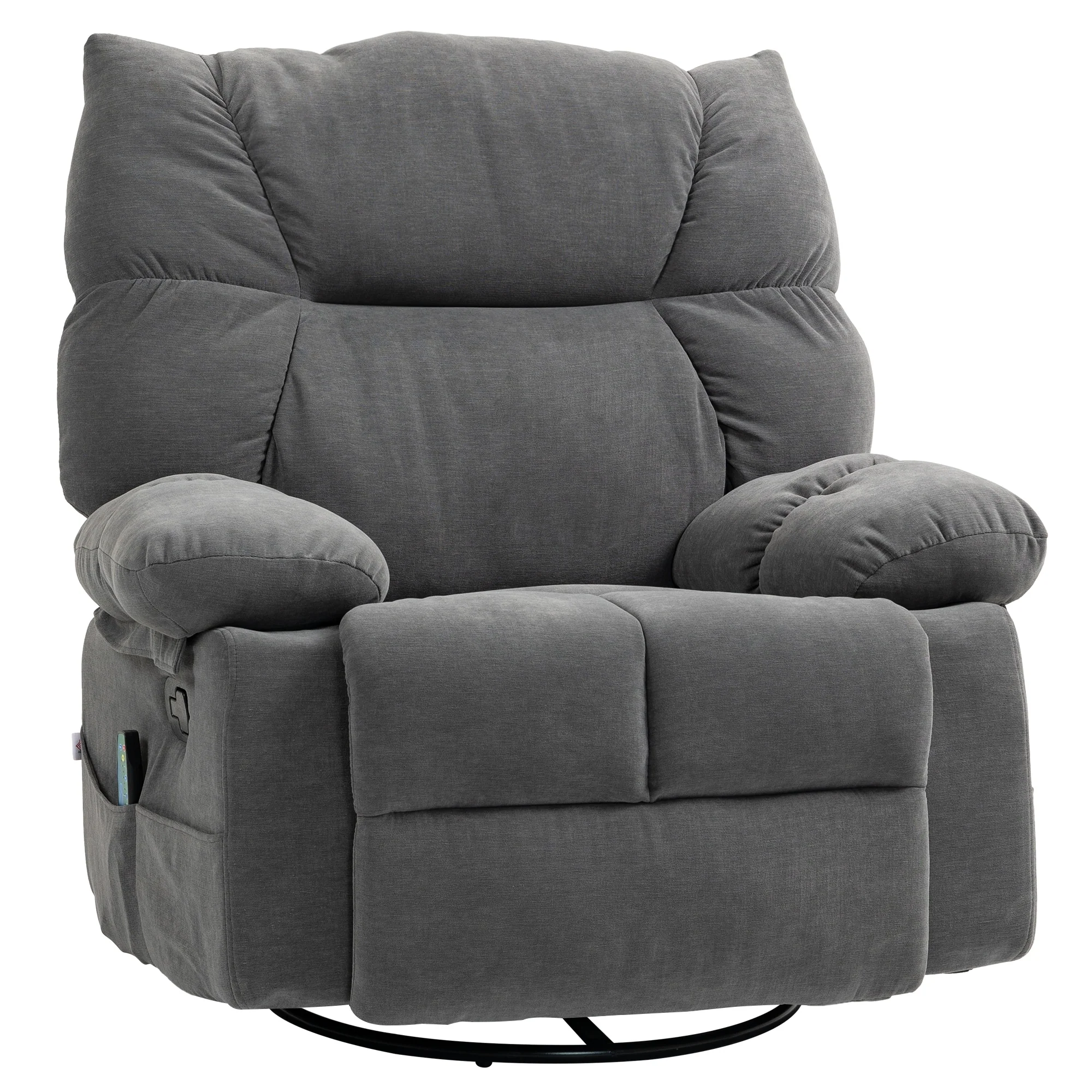 Oversized Manual Recliner with 360° Swivel, Rocking, Heat & Massage, Footrest and 4 Storage Pockets, Remote Included