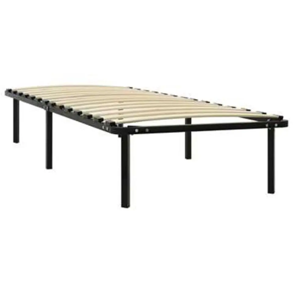 vidaXL - Bed frame met hout lattenbodem - Zwart - Metaal - 90x200 cm