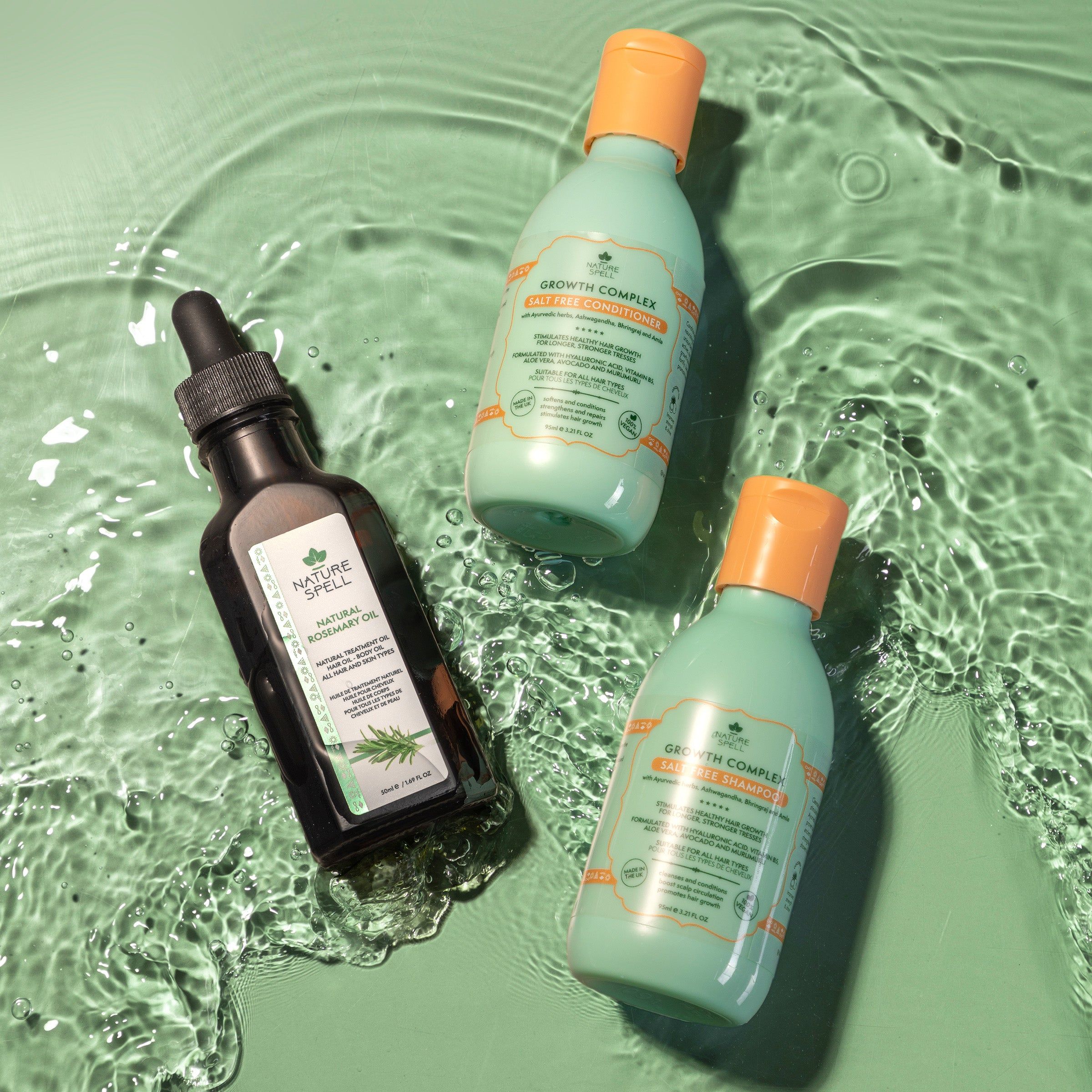 Nature Spell Growth Complex Trio - Rosemary Oil with Growth Complex Shampoo &