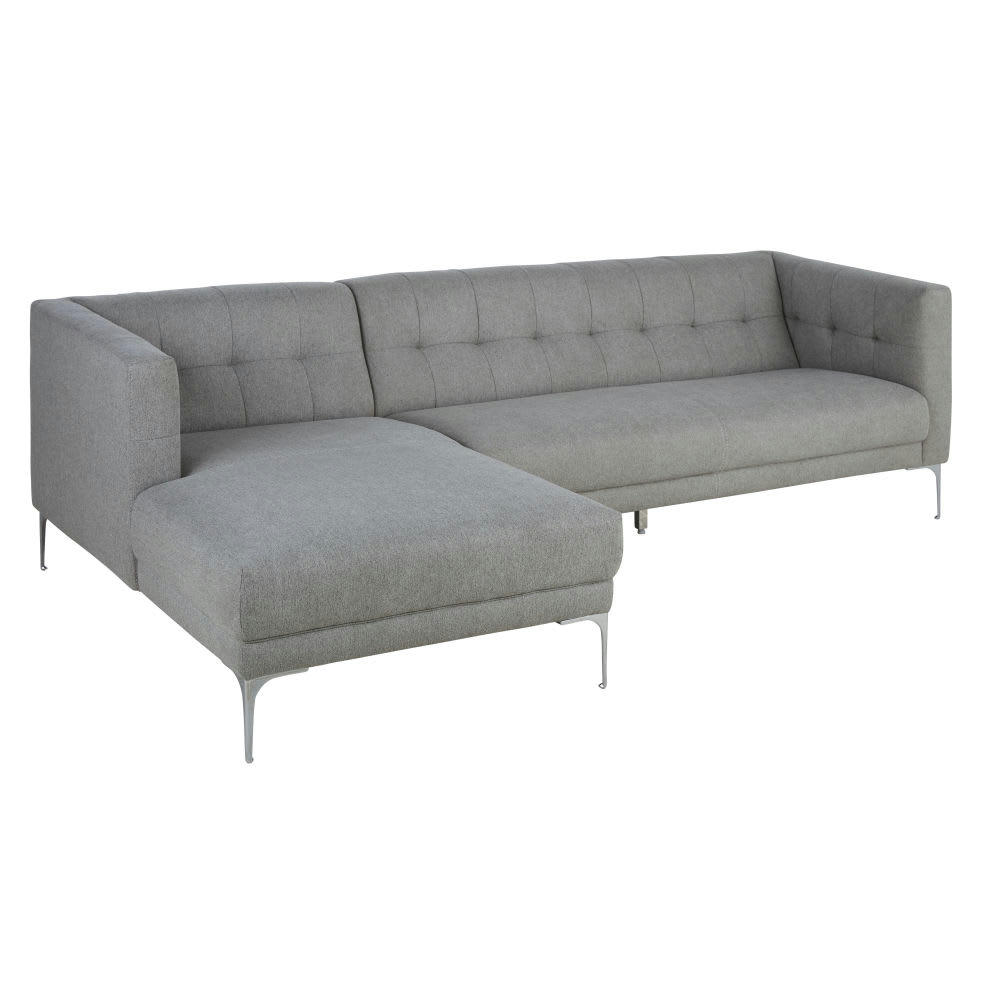 Galager - Canapé d'angle gauche 4/5 places gris