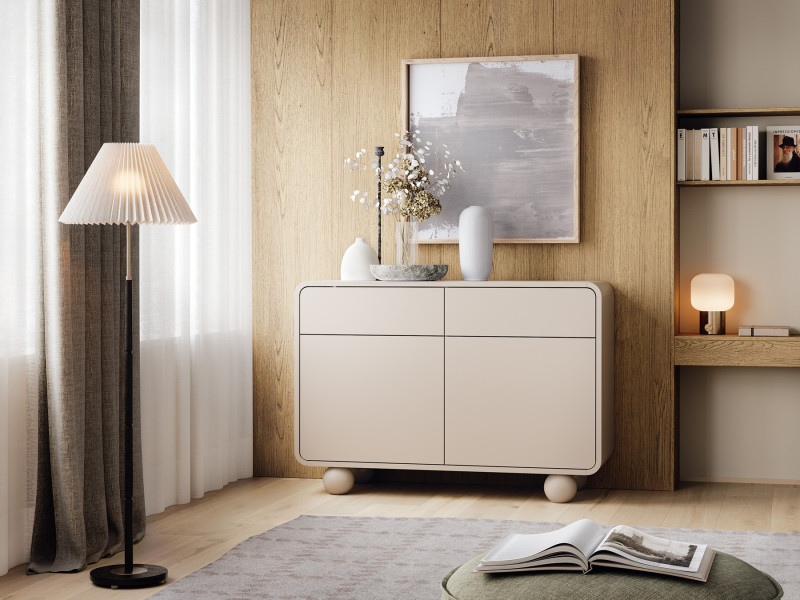 Komoda 108 ALBI w kolorze kaszmirowym na okrągłych nóżkach