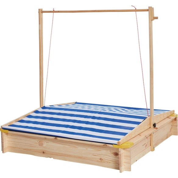 Sandkasten, 118x118x118cm, Holz/blauweiss