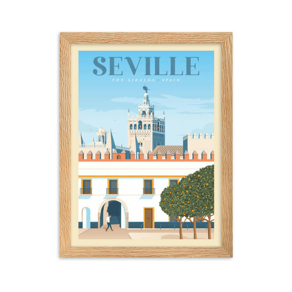 - Affiche Seville Espagne avec Cadre (Bois) 21x29,7 cm
