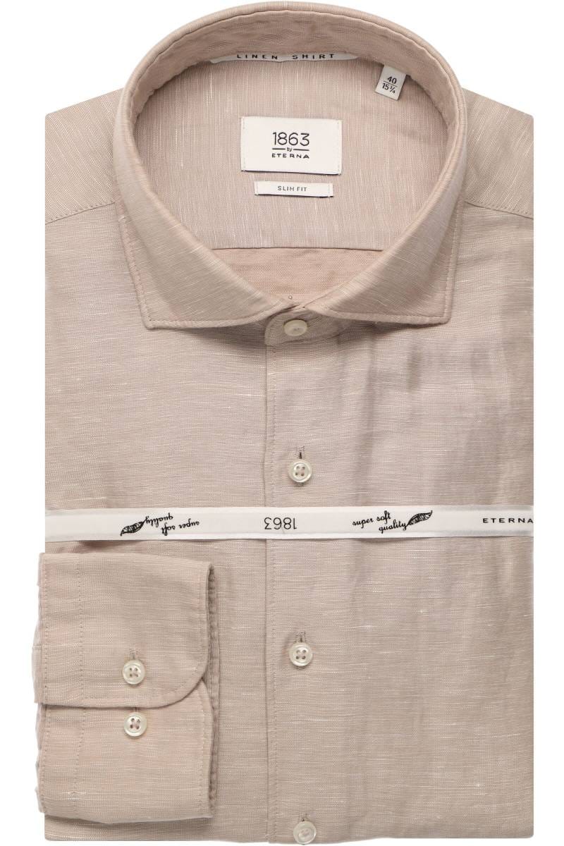 ETERNA 1863 Soft Tailoring Slim Fit Leinenhemd braun, Einfarbig