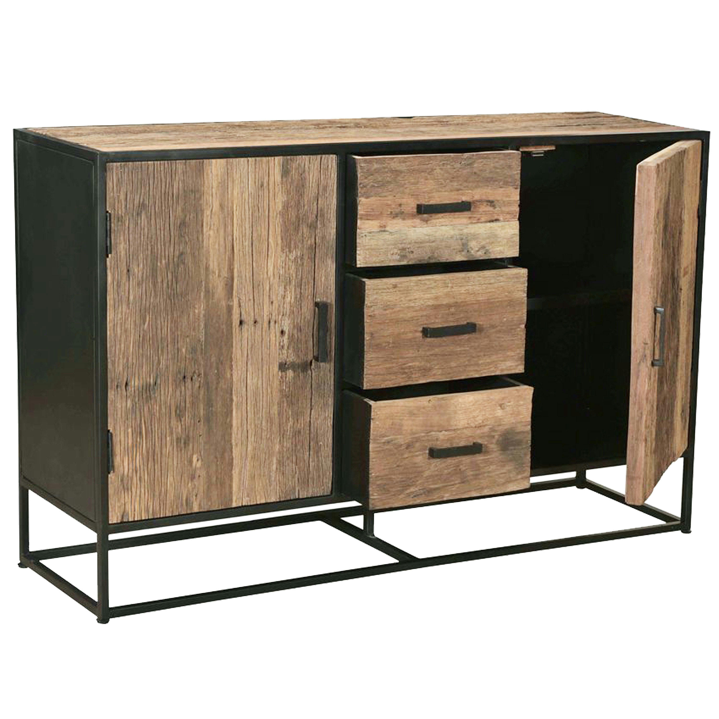 RIVERWOOD - RIVERWOOD-Buffet 2 portes 3 tiroirs,en bois recyclé et métal noir