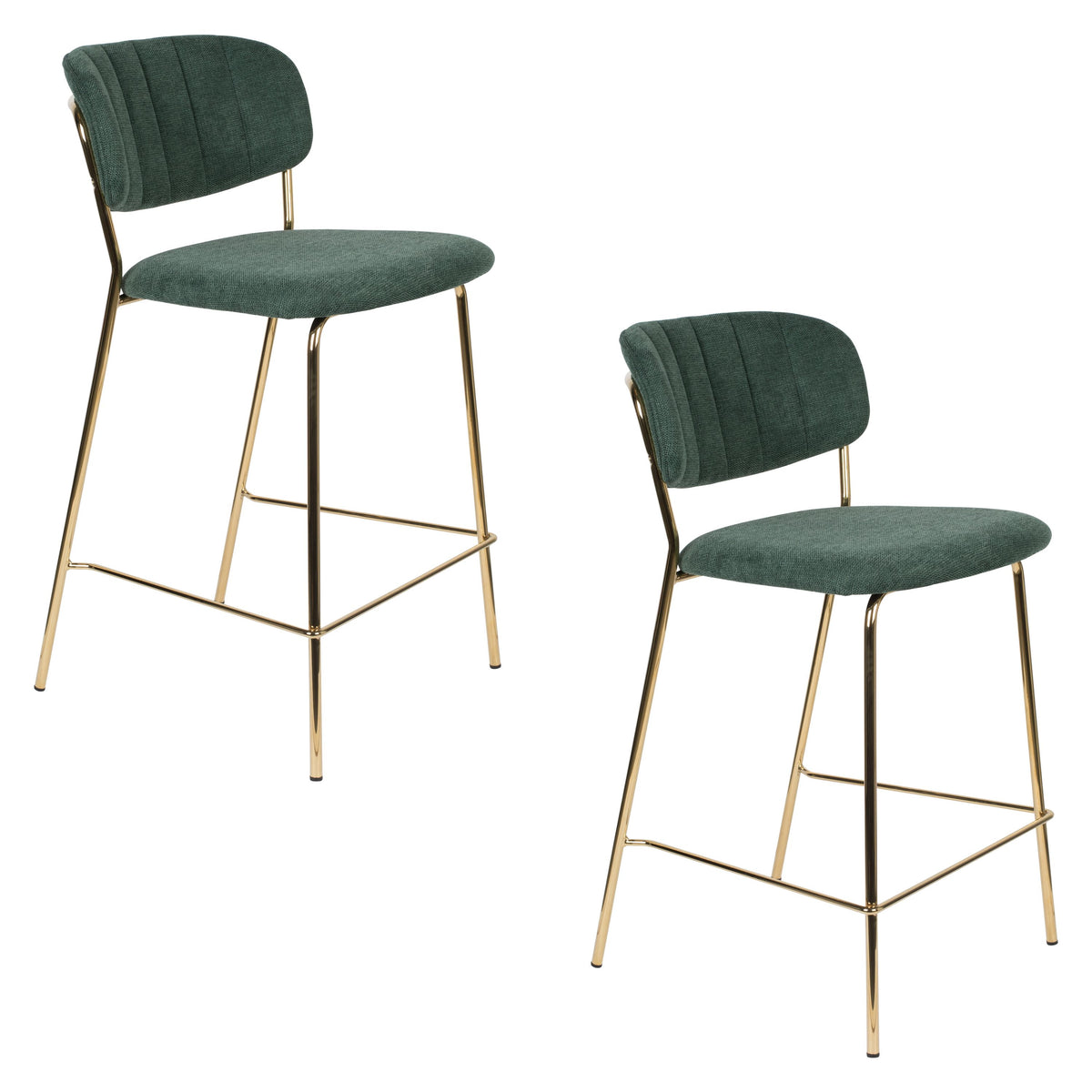 Housecraft Living Jolien Barkrukken rugleuning 65 cm Goud/ Donkergroen - Set van 2