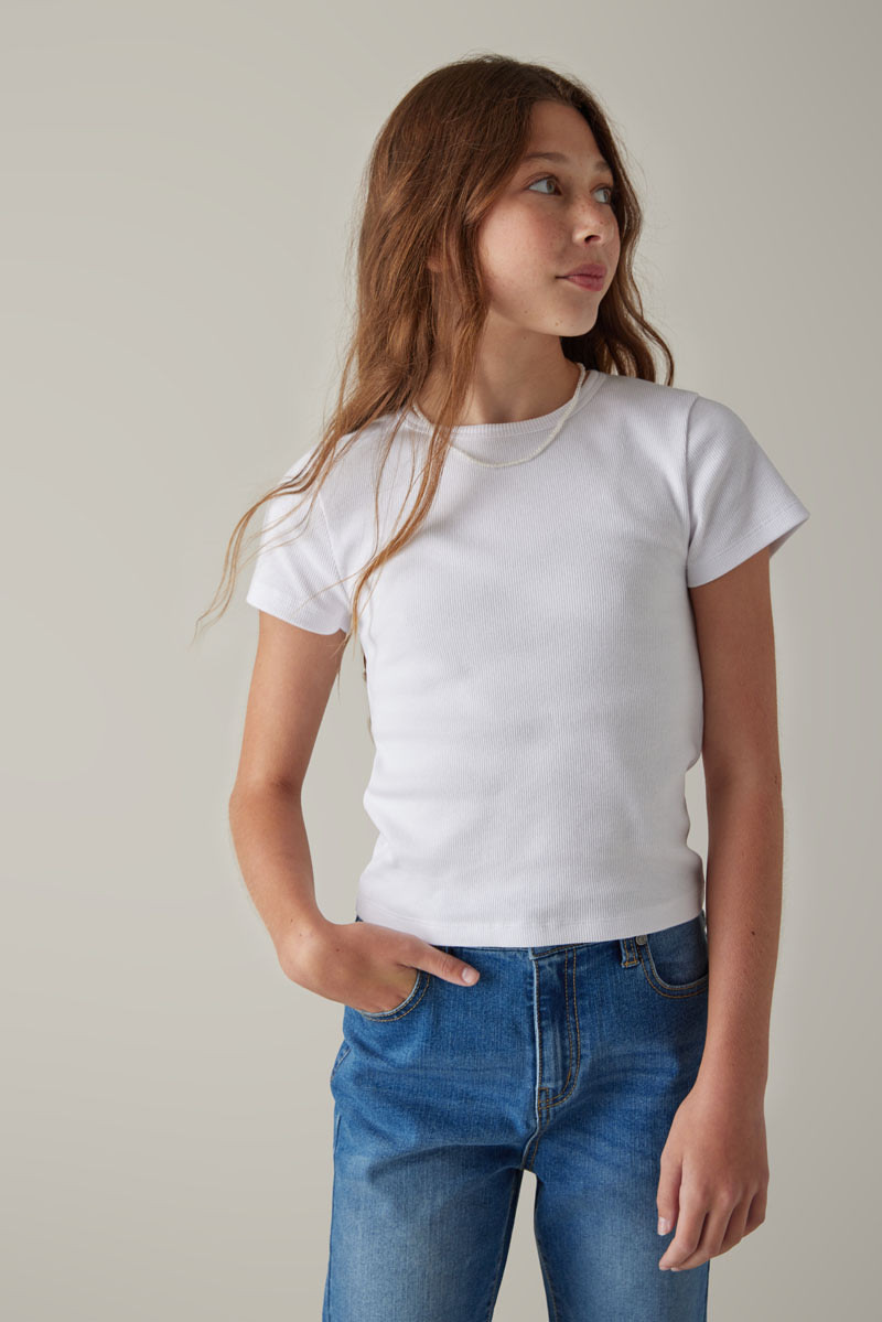 Hello Franki Retro Rib Tee for Girls