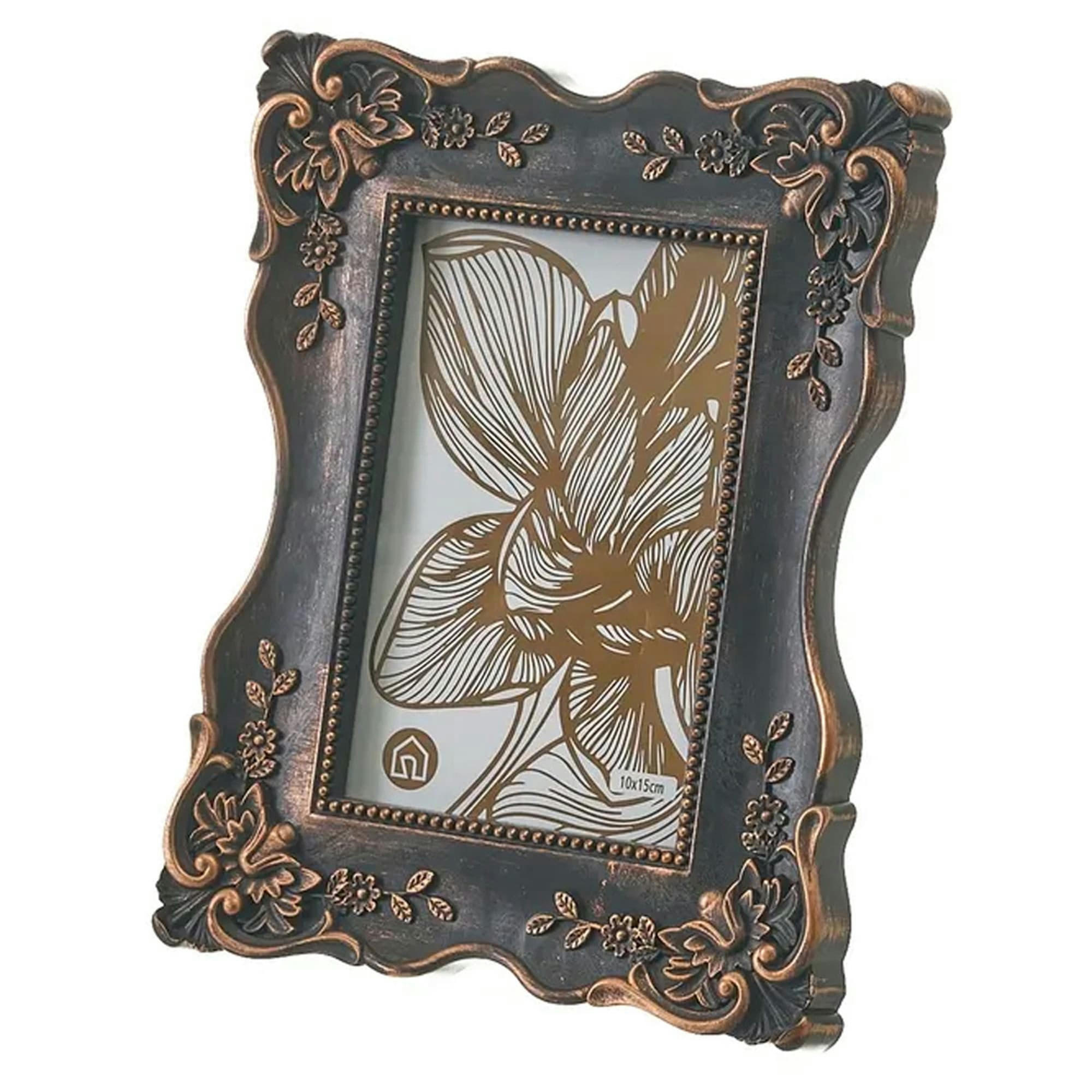 - Cadre photo classique en polypropylène noir et bronze 10x15cm