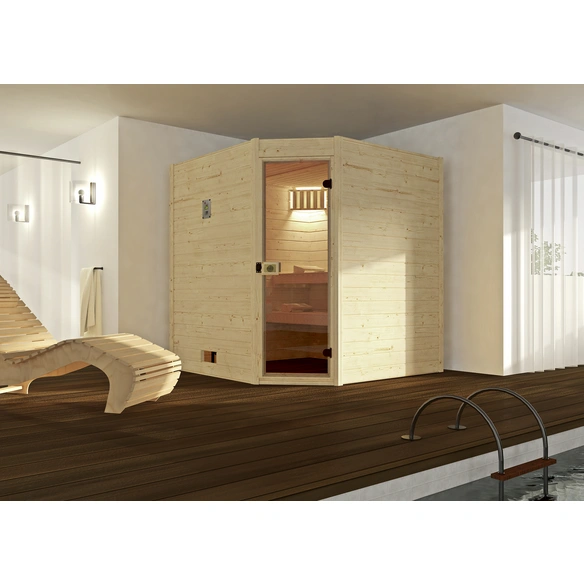 Ecksauna »Valida Eck 2«, BxHxT: 189 x 203,5 x 189 cm, mit Glastür