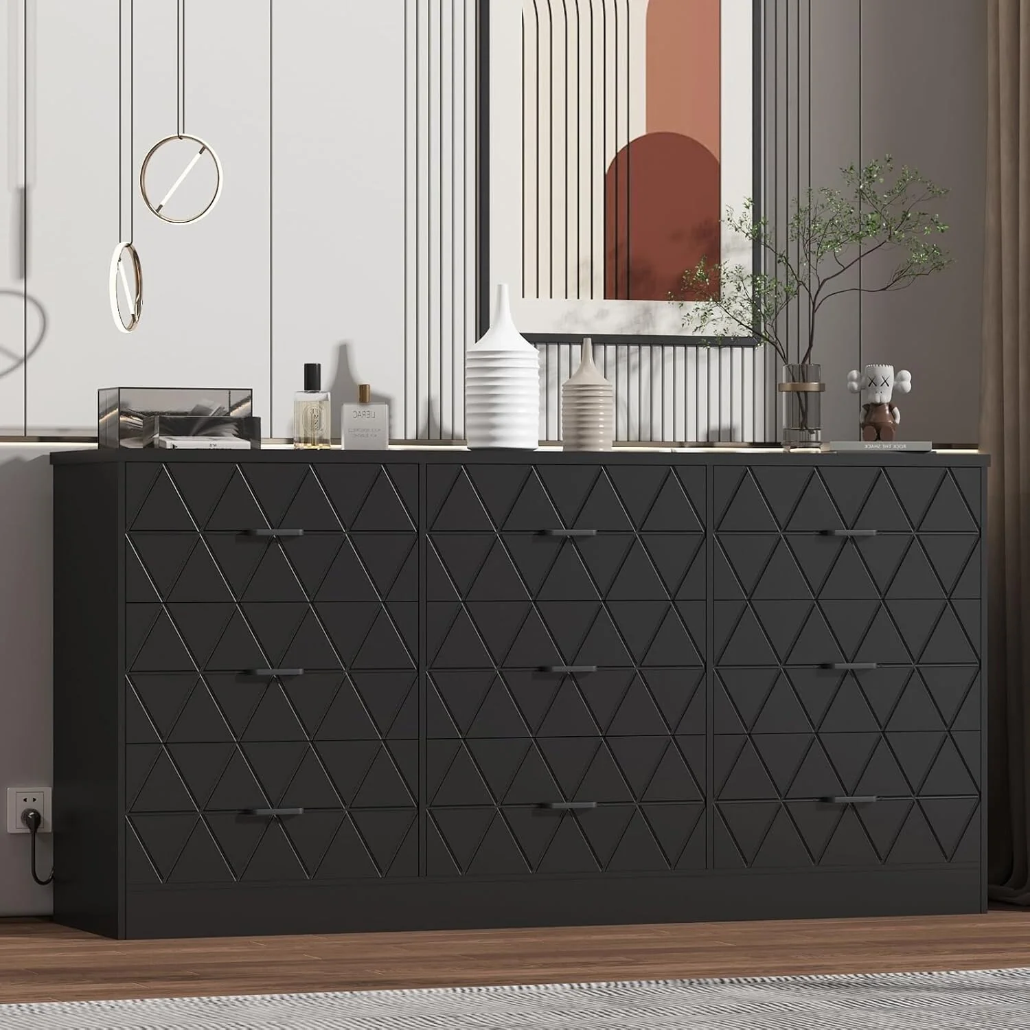 Wooden Dresser for Bedroom,Dresser for Bedroom with USB Power Outlet, Storage Organizer