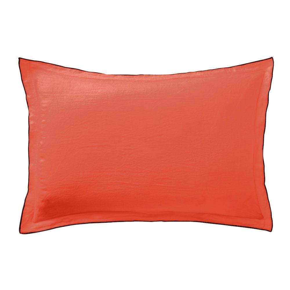 - 2 taies d'oreiller en lin français - lin lavé orange 50x70 cm