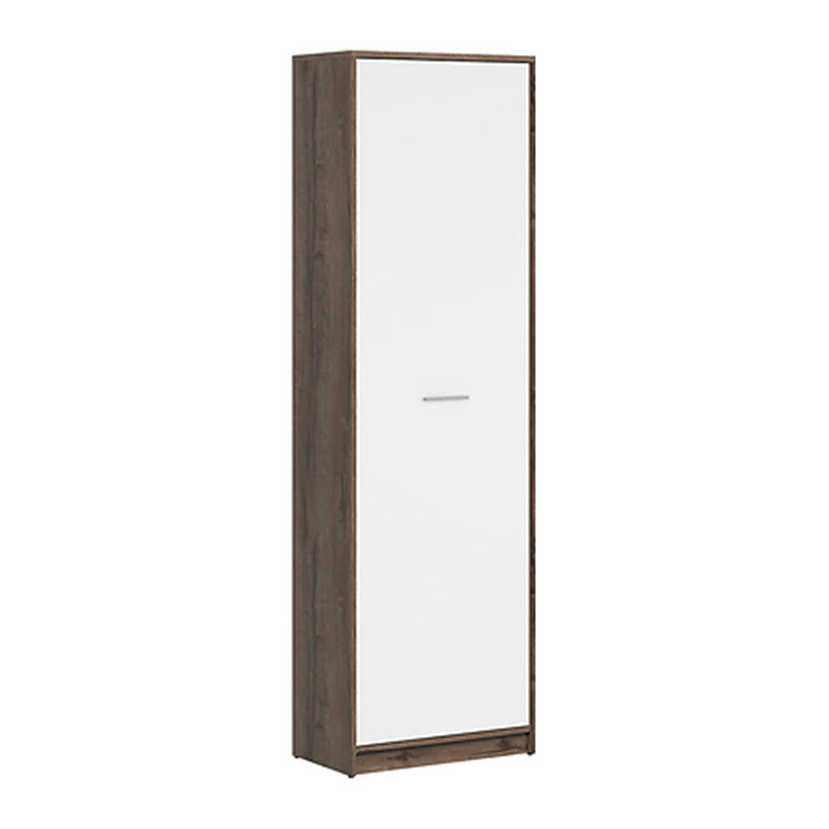 - Armoire colonne 1 porte stratifiés naturel foncé et blanc