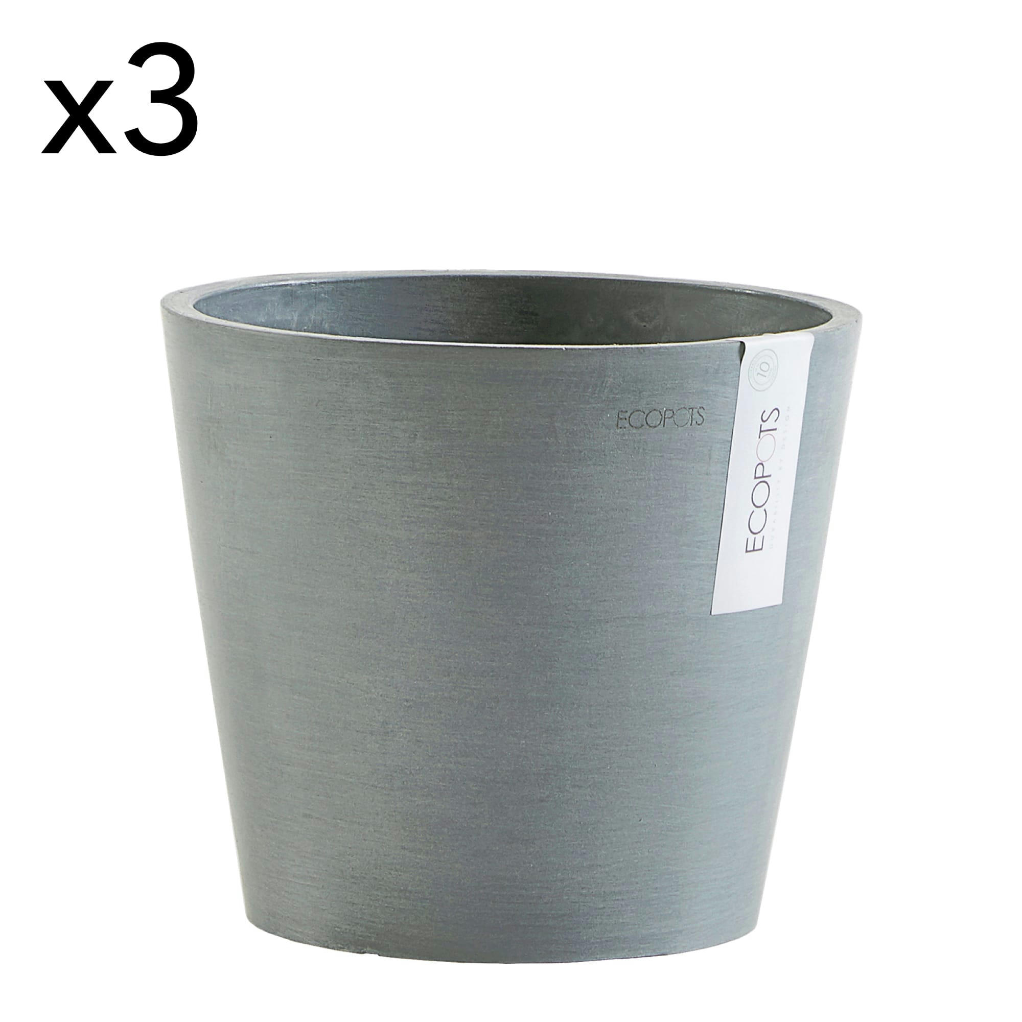 AMSTERDAM - Pots de fleurs bleu gris D20 - lot de 3