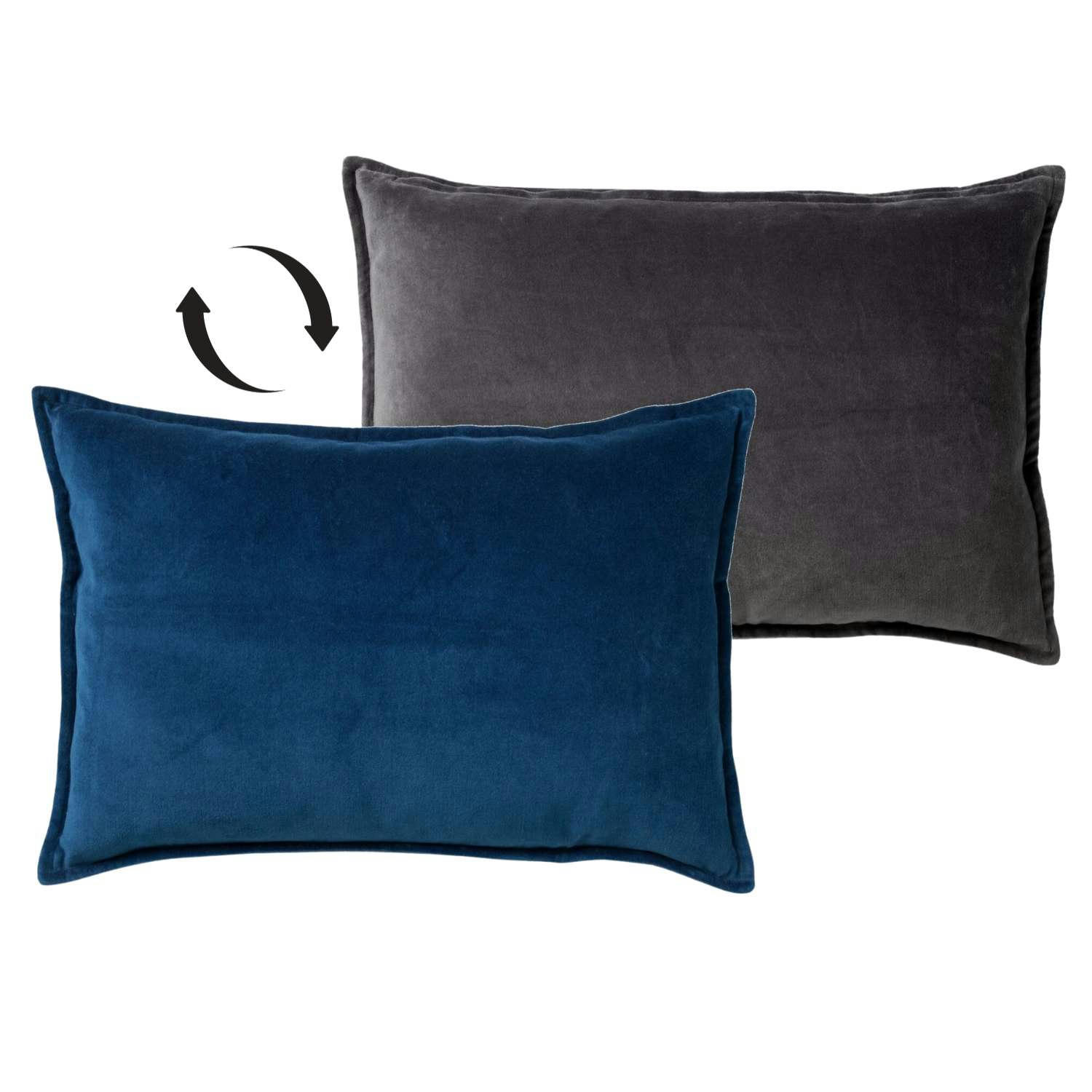 FAY - Coussin - bleu en velours 40x60 cm uni