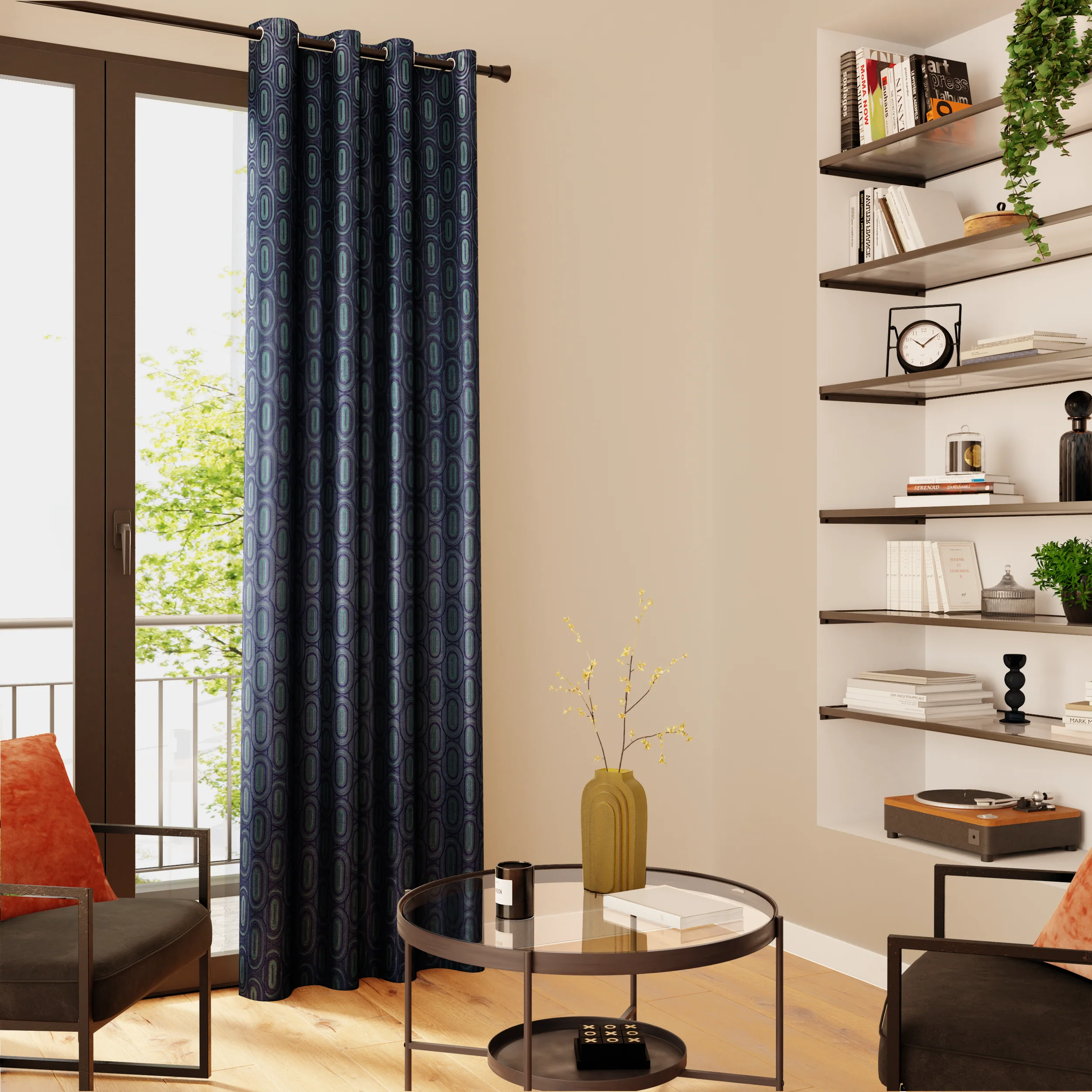 Rideau NAJDA coloris bleu nuit 140 x 260 cm