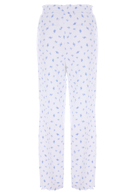 Womens Cream Ditsy Ribbed Pyjama Bottoms