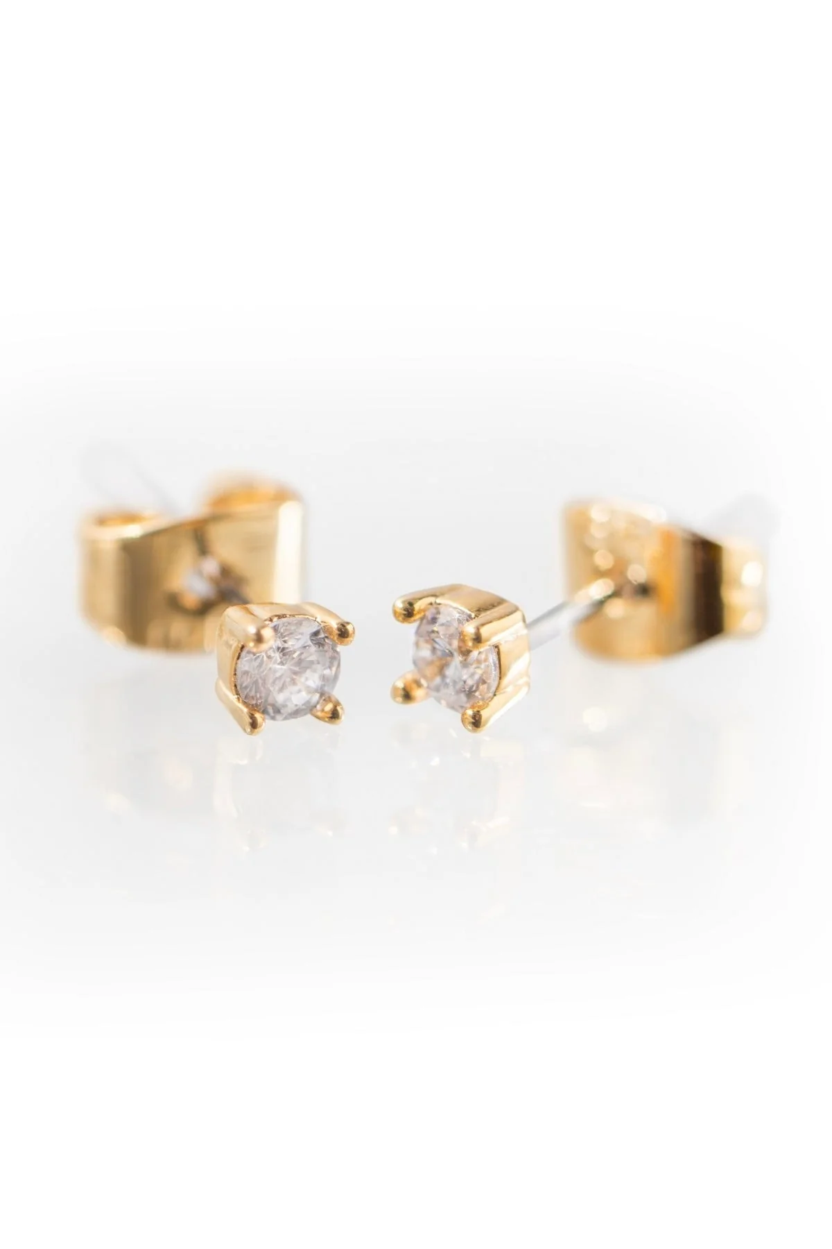 Gold Plated Petite Claw Set Earrings