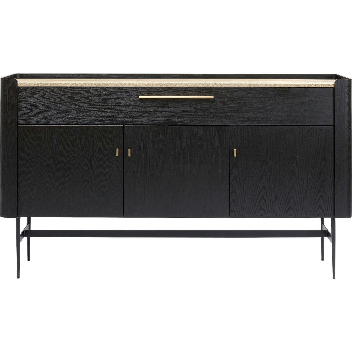 MILANO - Buffet 3 portes 1 tiroir en peuplier et chêne brun