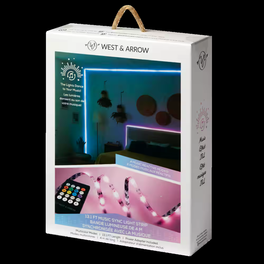 West & Arrow Merkury Sound Reactive RGB Strip Light, 13.1-ft.