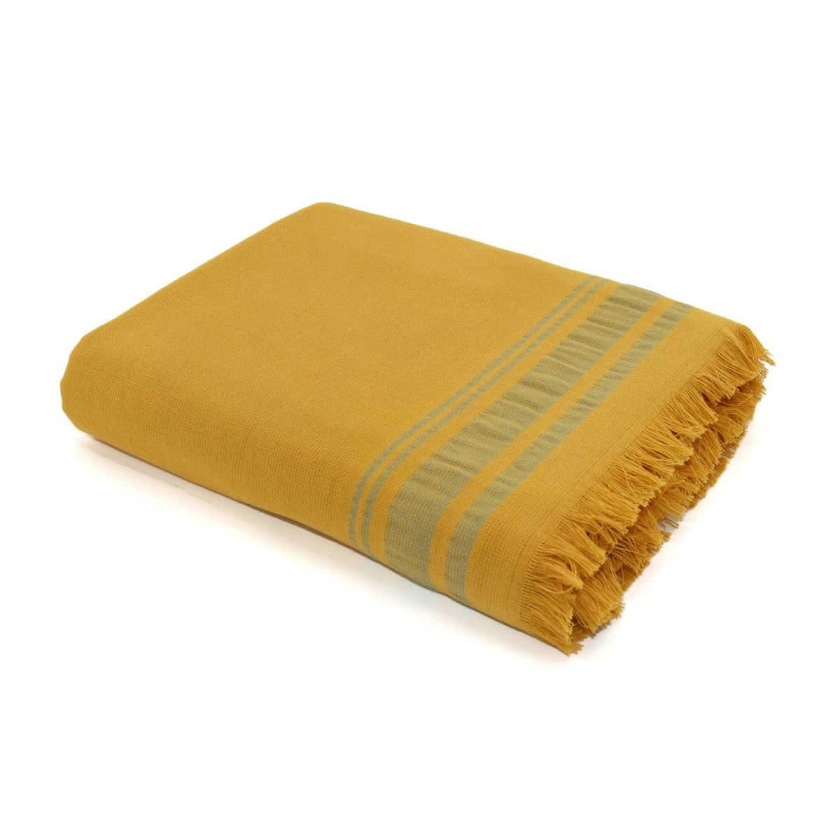 FARO - Fouta éponge coton  100x180 jaune moutarde / jaune