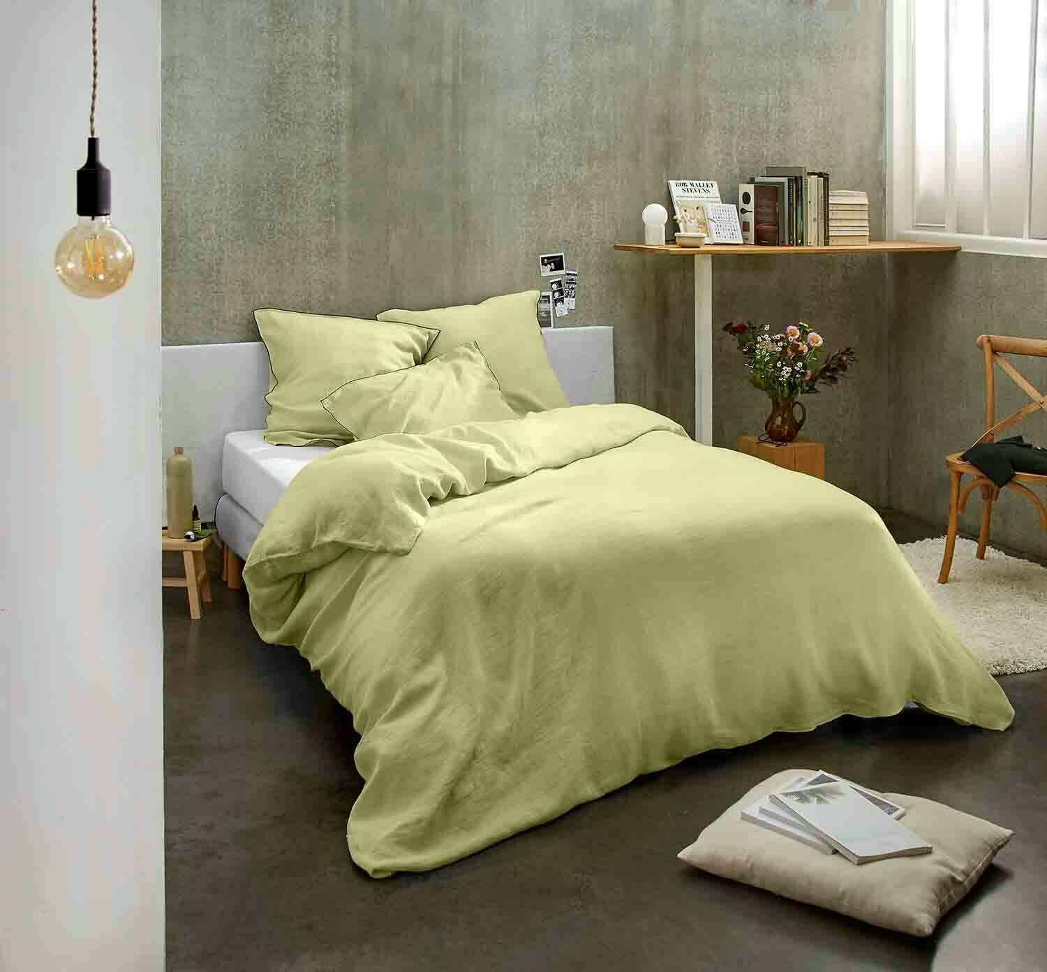 BEURRE - Taie d'oreiller lin lave jaune 50x70 cm