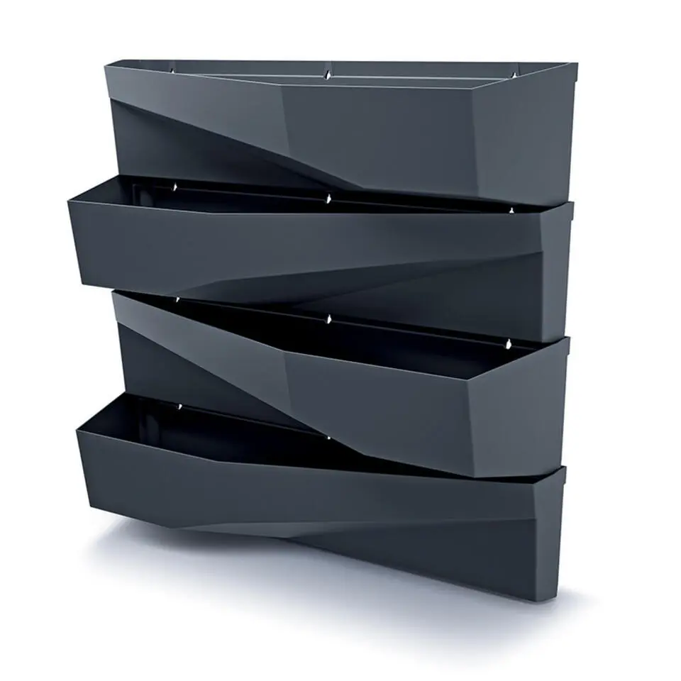 Prosperplast Hangende Plantenbakken - 2x - 78x19x35cm - grijs