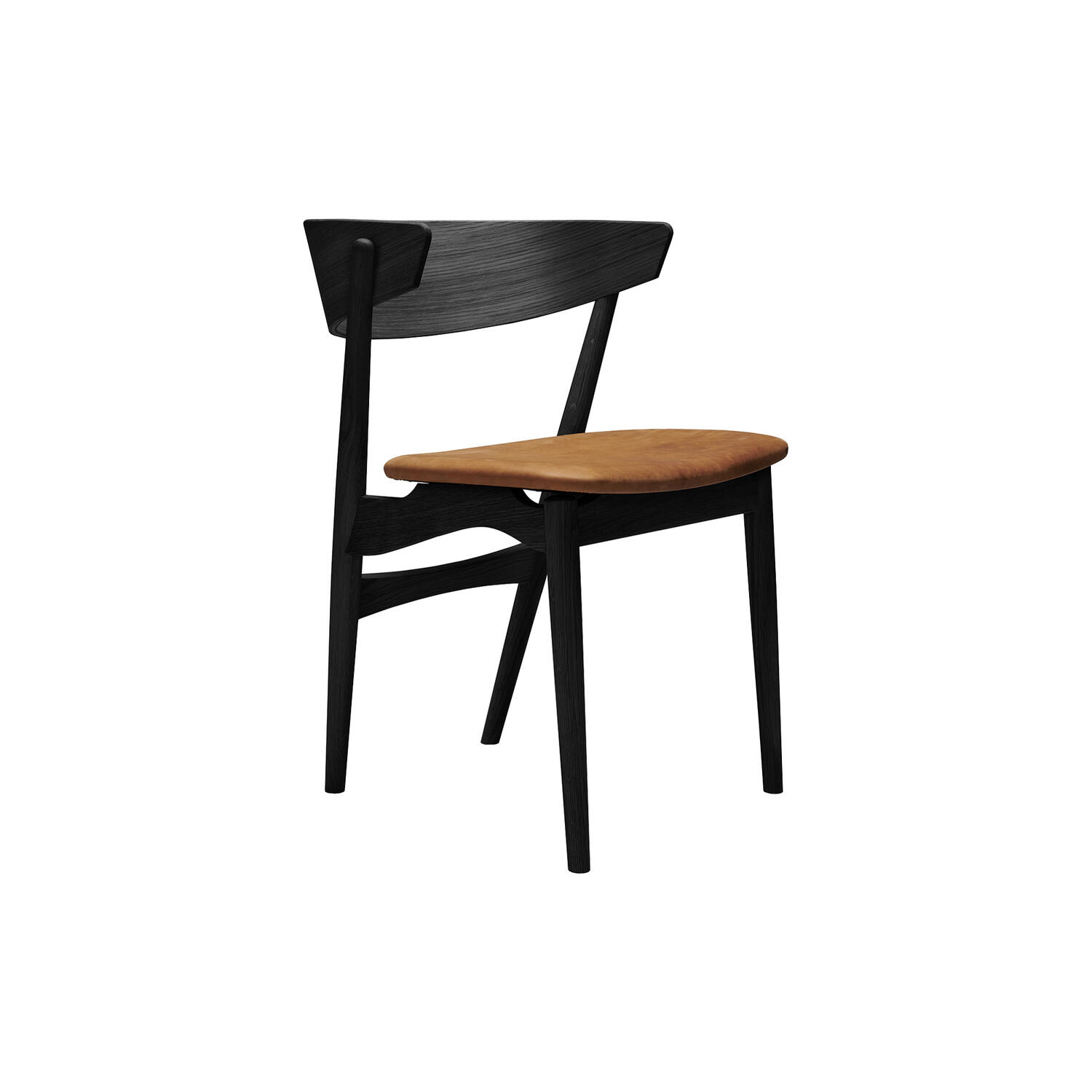 Sibast No 7 spisestol, sortlakeret eg/cognac