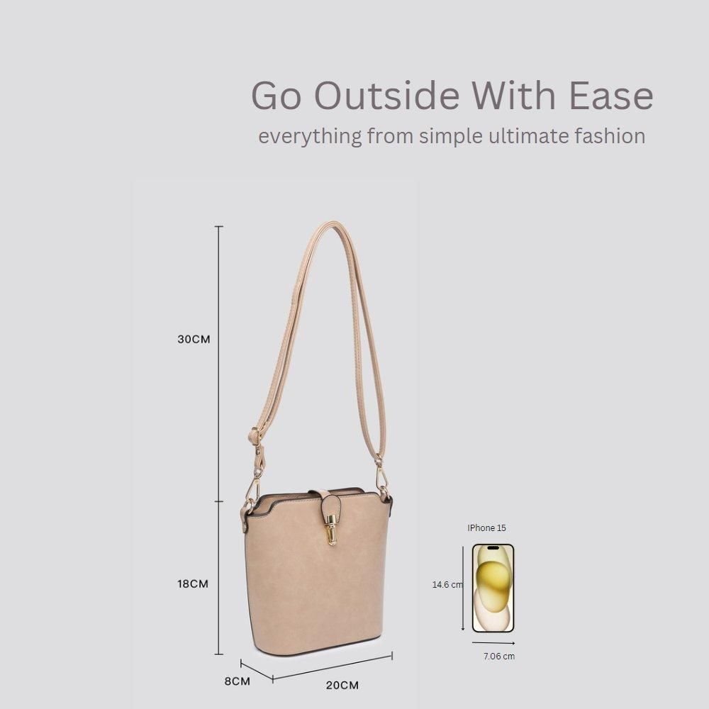 Kitise Classic Small Push Bucklet Crossbody Bag Messenger Bag