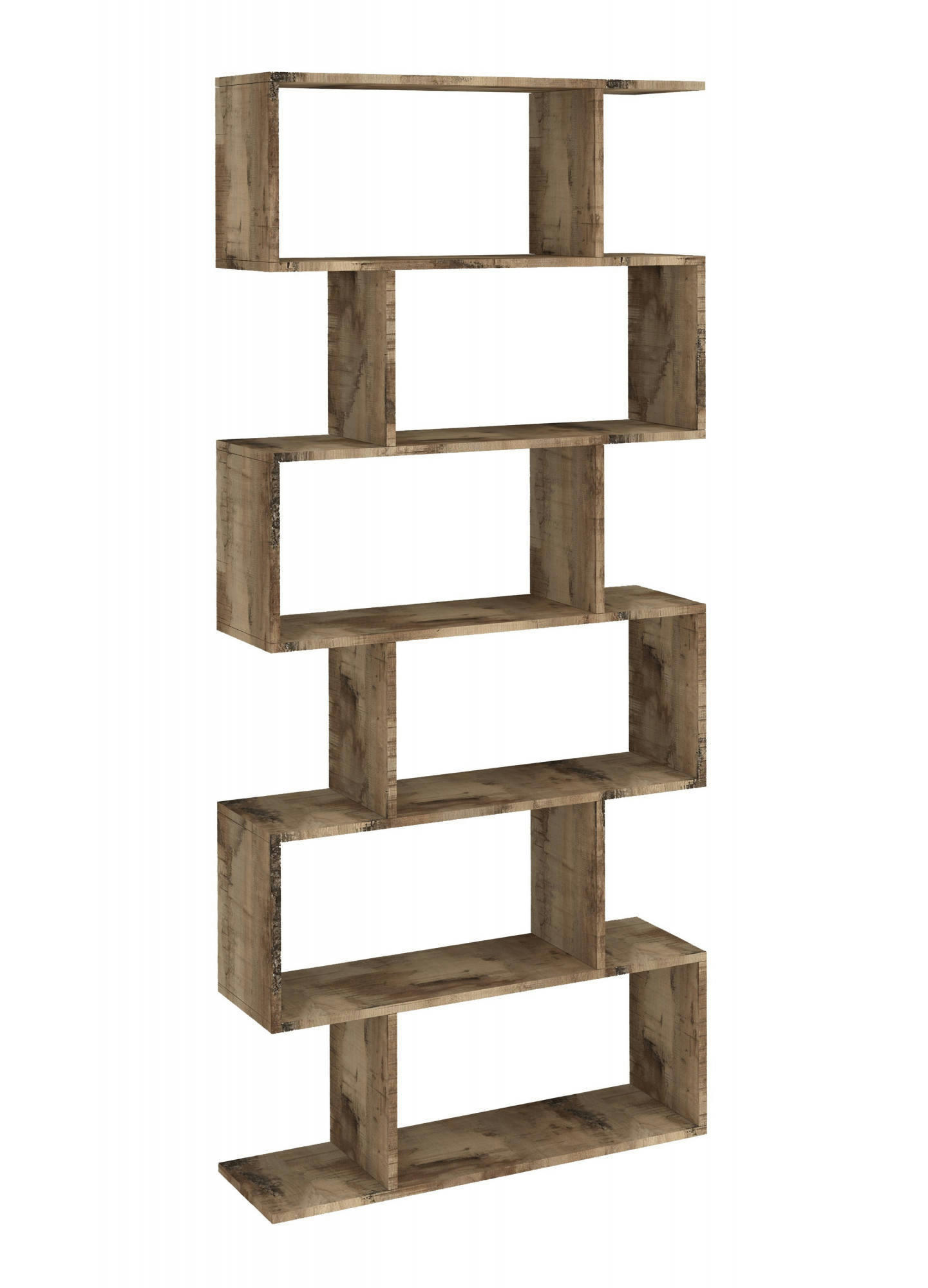 LUCIO - Bibliothèque avec 6 étagères effet bois érable 80x25h192 cm