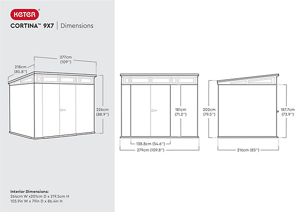 Abri de jardin CORTINA 97 en résine - KETER - gris et noir - 6m²