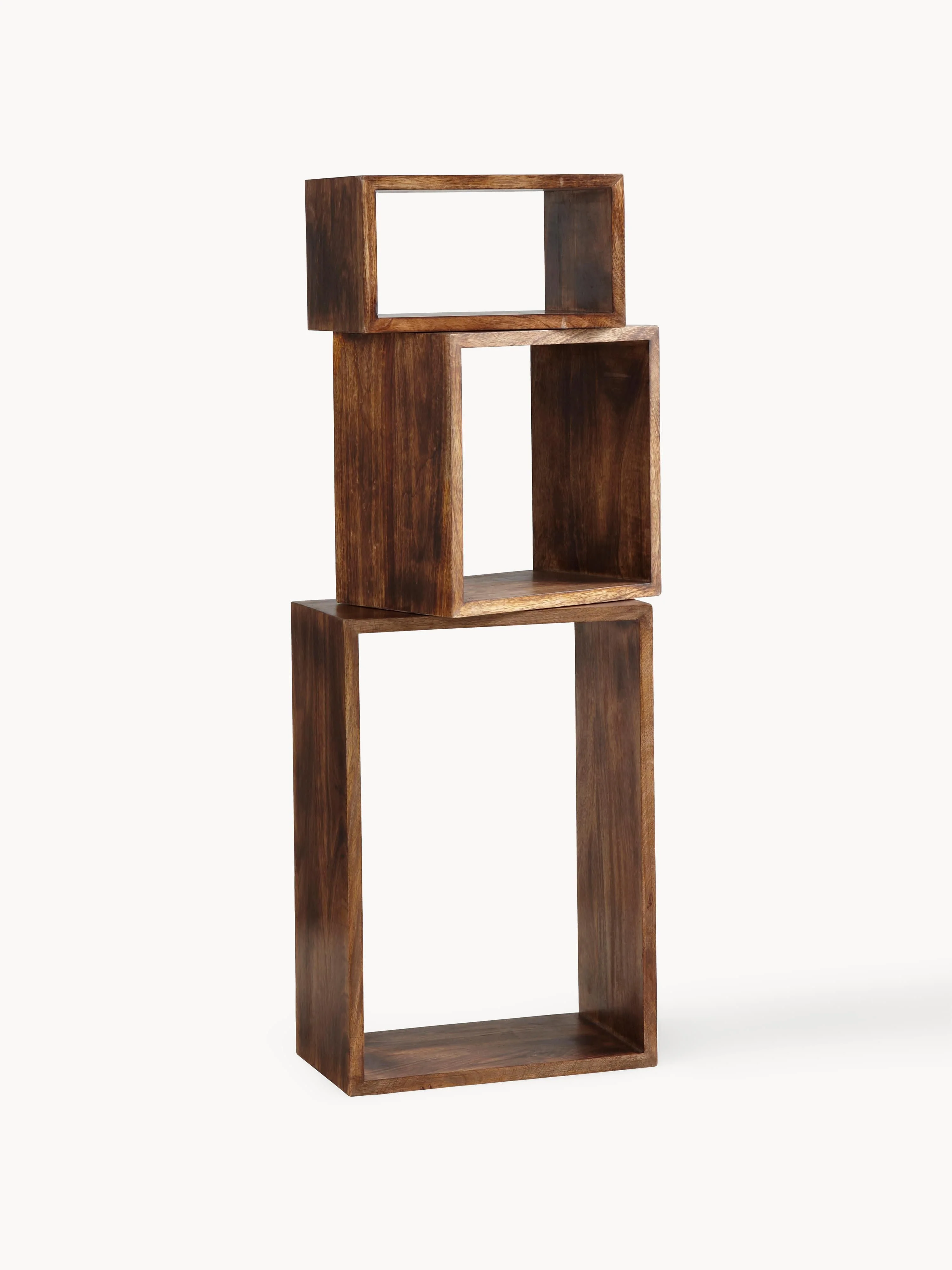 Wandregale Nisse aus Mangoholz, 3er-Set