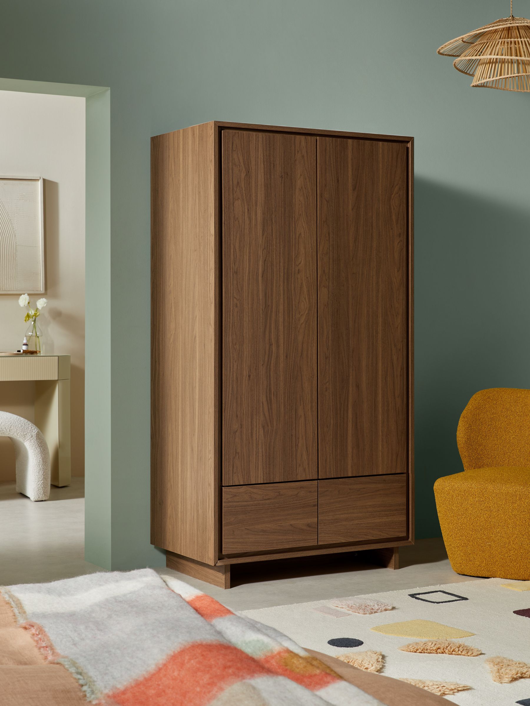 Kaci Double Wardrobe in Dark Walnut Effect
