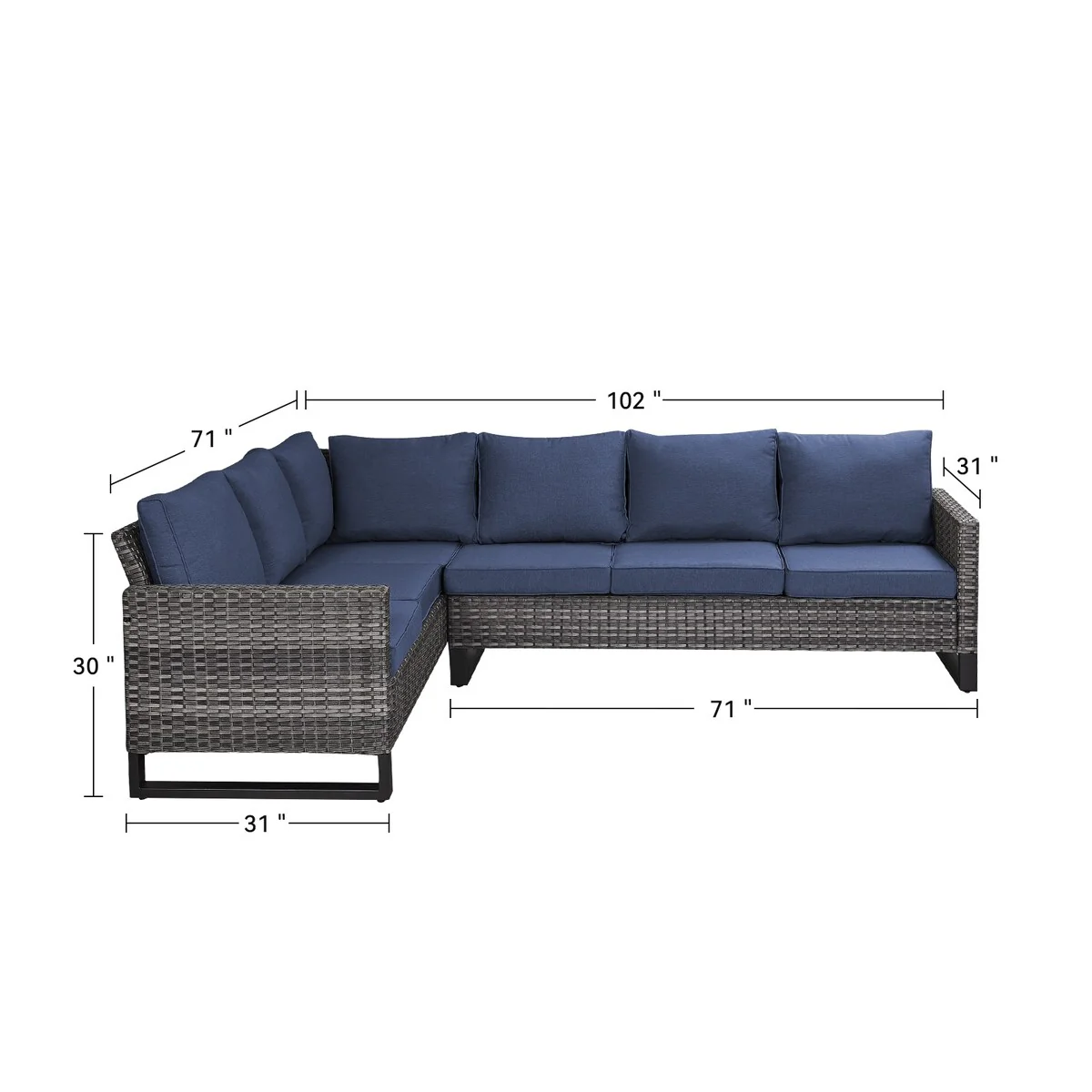 Outdoor Sectional Sofa High Back Sofa with Cushion