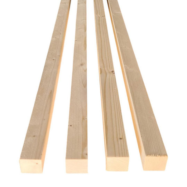 Lot de 6 lattes en pin brossé 34x34x1050 mm