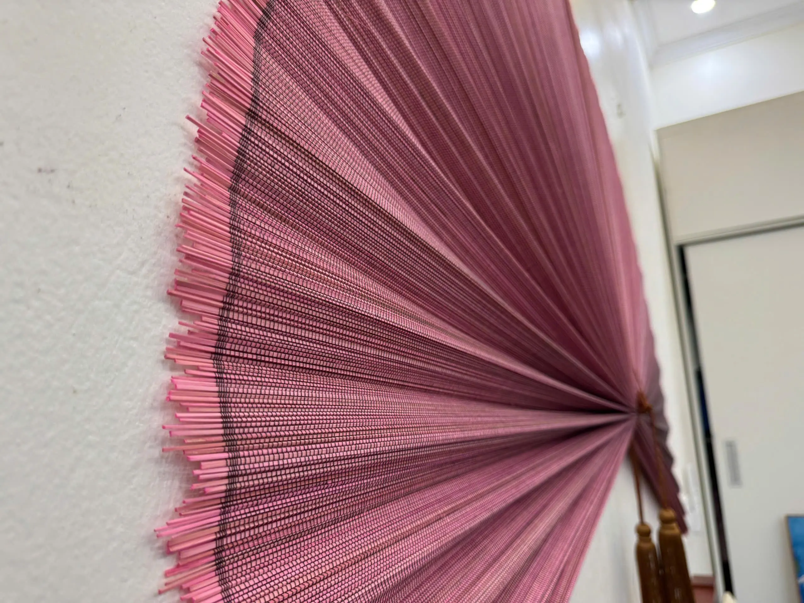 Dusty Rose Boho Wall Fan, Large Fan Headboard Decor, Bedroom Gift for Her
