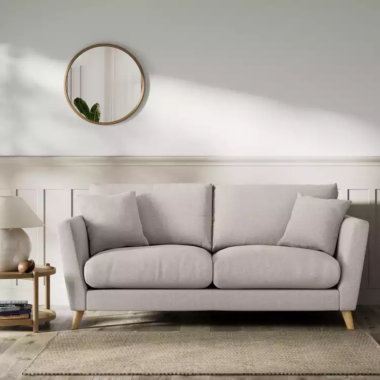 Habitat Lomond Fabric 3 Seater Sofa - Stone - Ash Leg