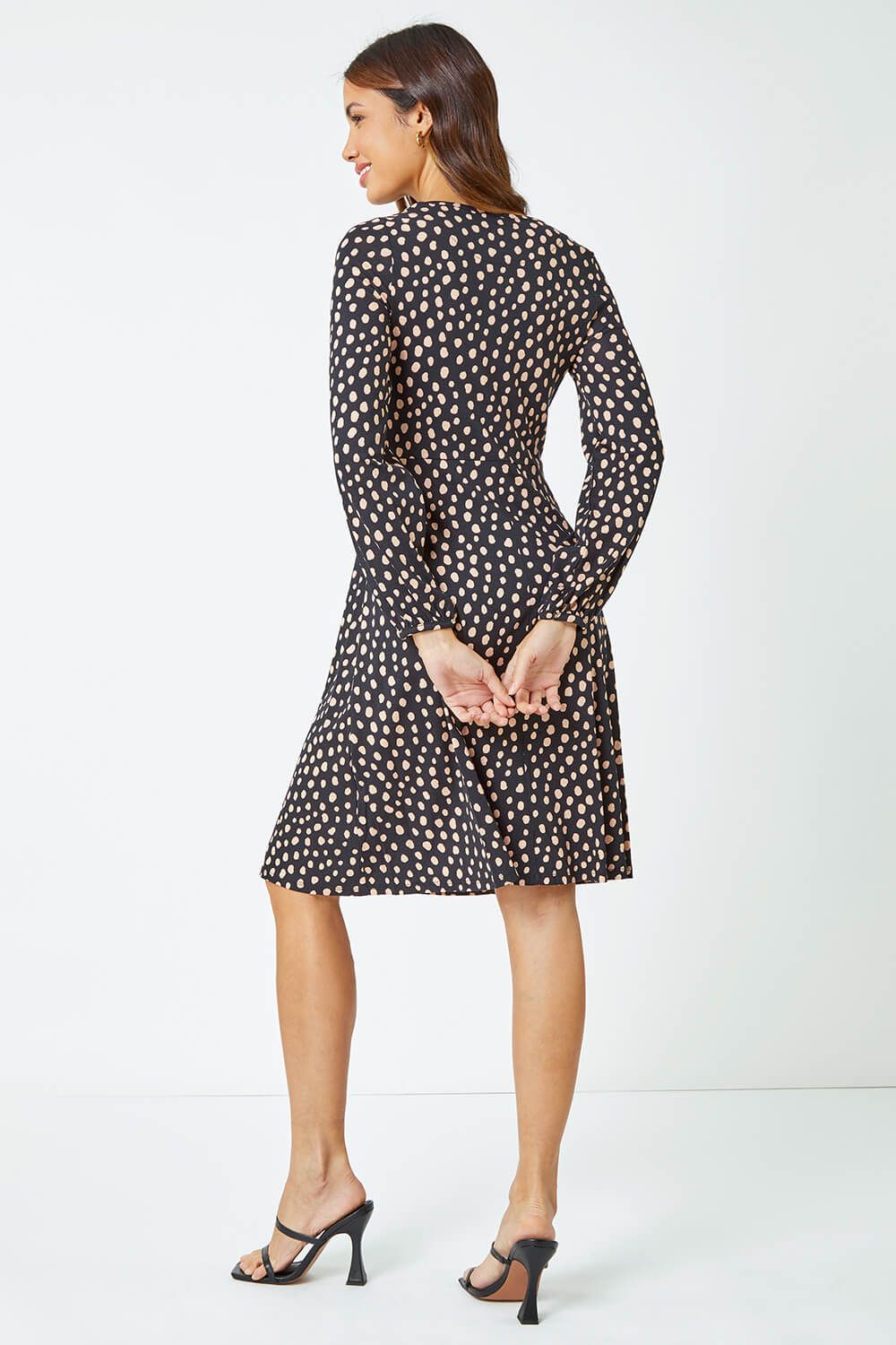 Roman Pebble Spot Stretch Skater Dress