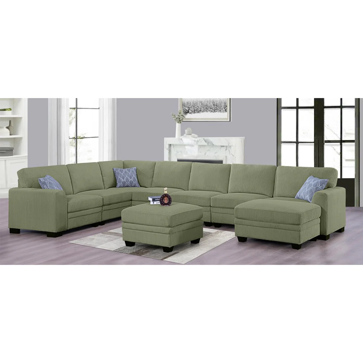 9PCS Corduroy Flexible Combination Sectional Sofa Couch