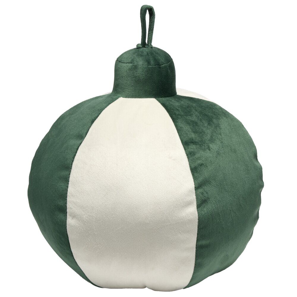 Coussin forme boule de No&euml;l Ø26XH35 cm rouge et beige