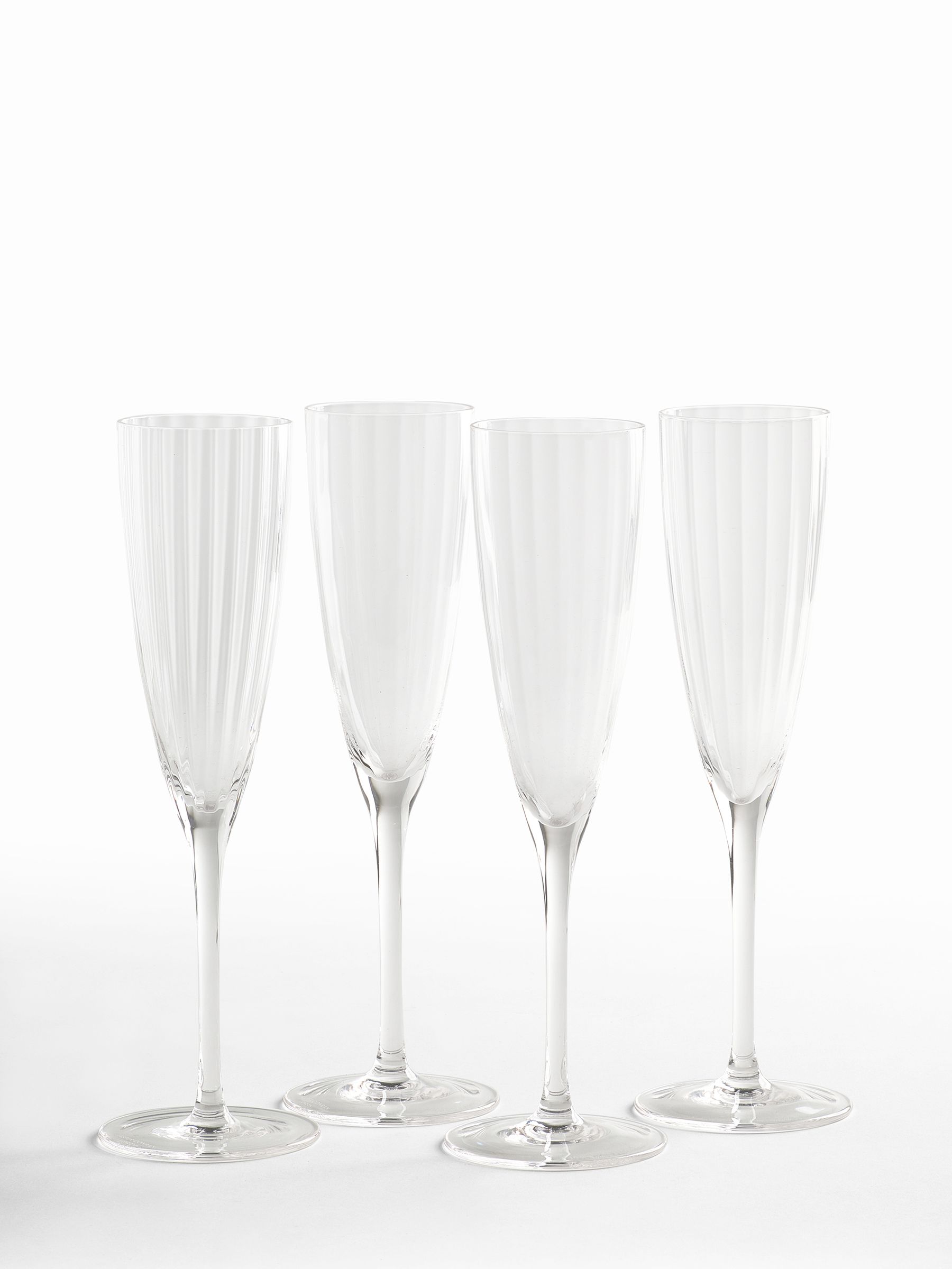 Jasper Conran London Set of 4 Clear Fluted Champagne Flute Glasses
