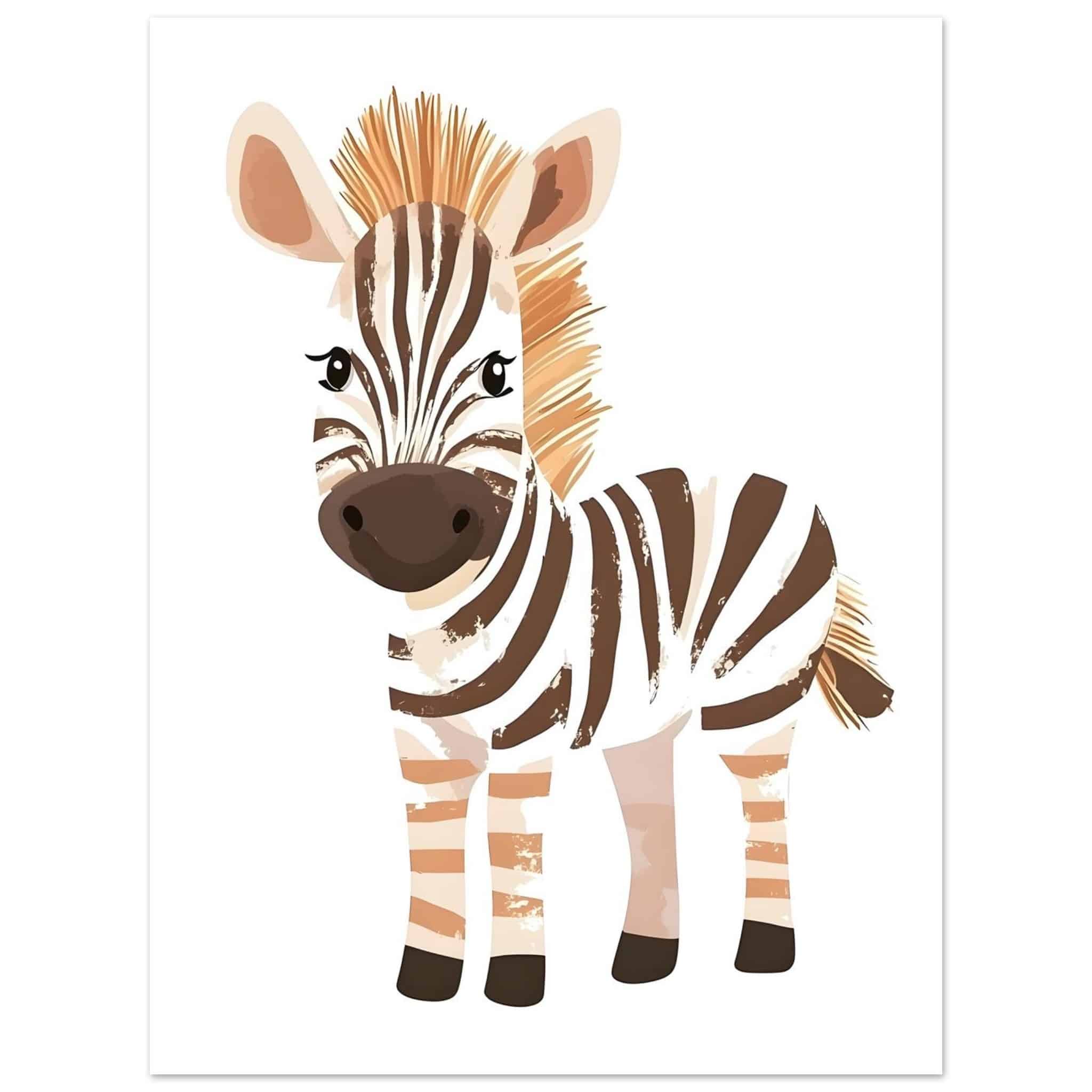Artfulprints Poster Lieve zebra  - 30x40 cm - Zwart / Wit