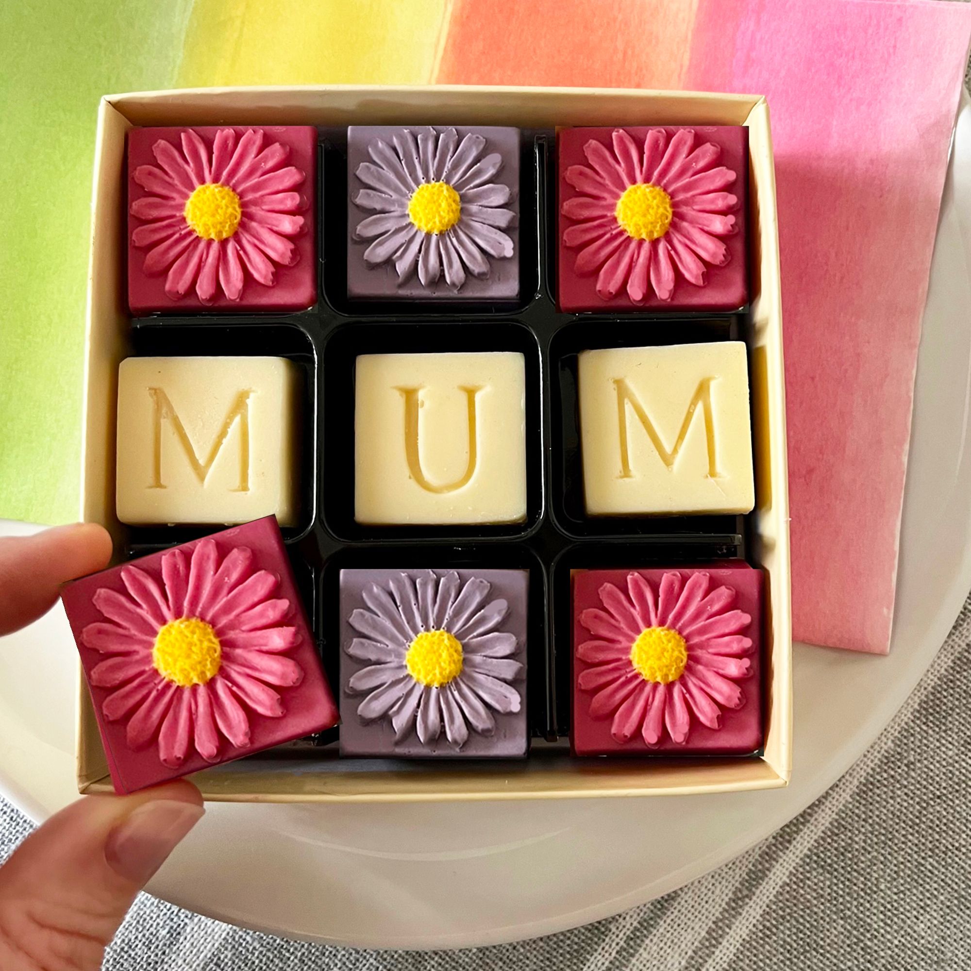 CHOC ON CHOC White Chocolate Mum & Flowers