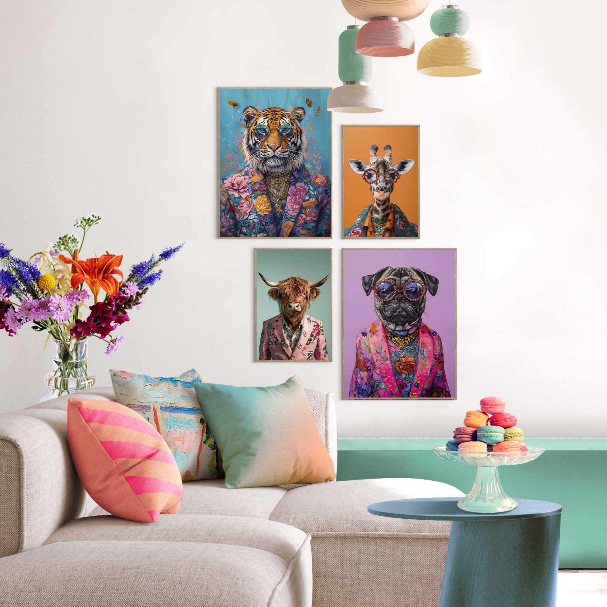 Reinders - Funky Animals Mix & Match Set - Schilderijen set 30x40 cm -