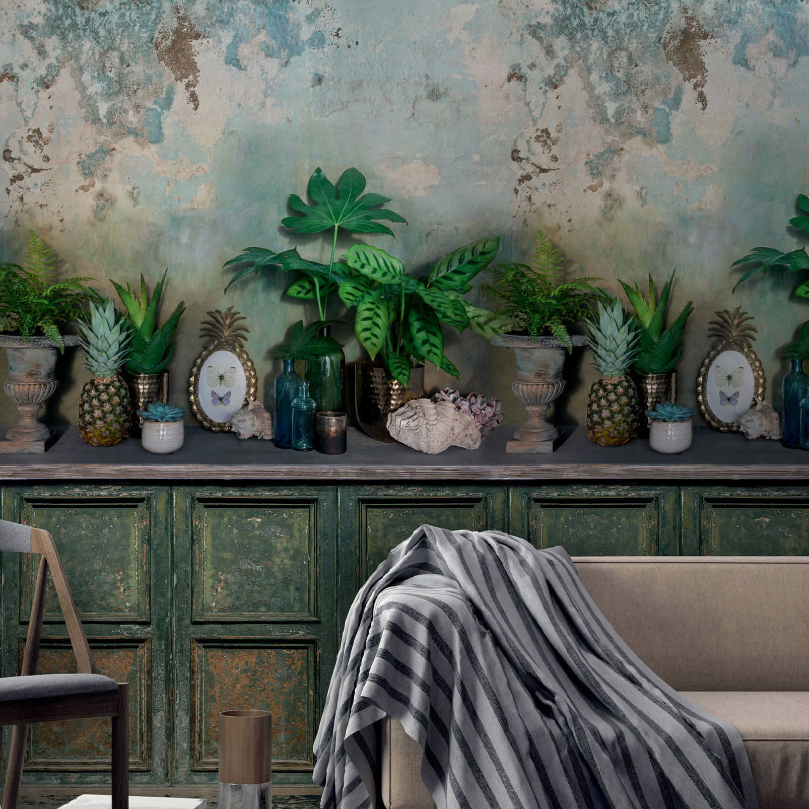 TROMPE OEIL - Papier peint intissé trompe oeil deco vintage 159x280cm