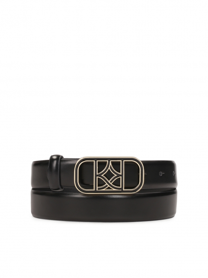 Elegant narrow belt with two-tone buckle