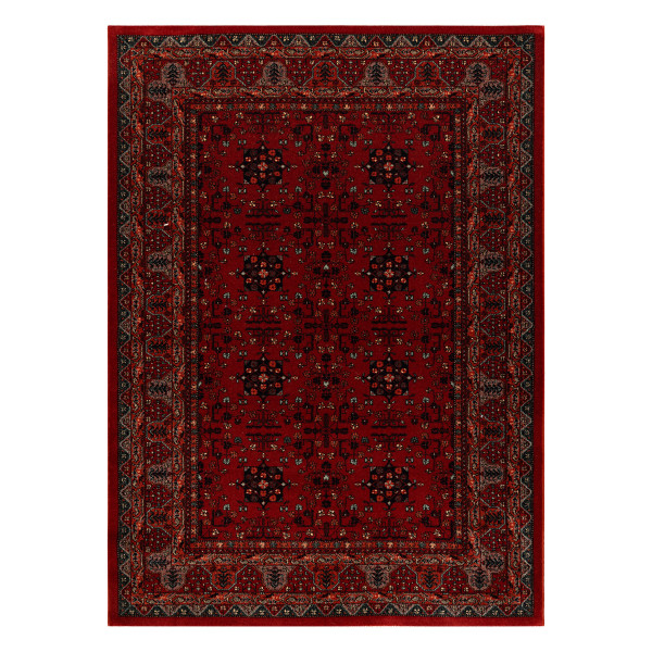 Dywan wełniany KASHQAI 4302 300 Kwiaty, ramka bordo 67x130 cm