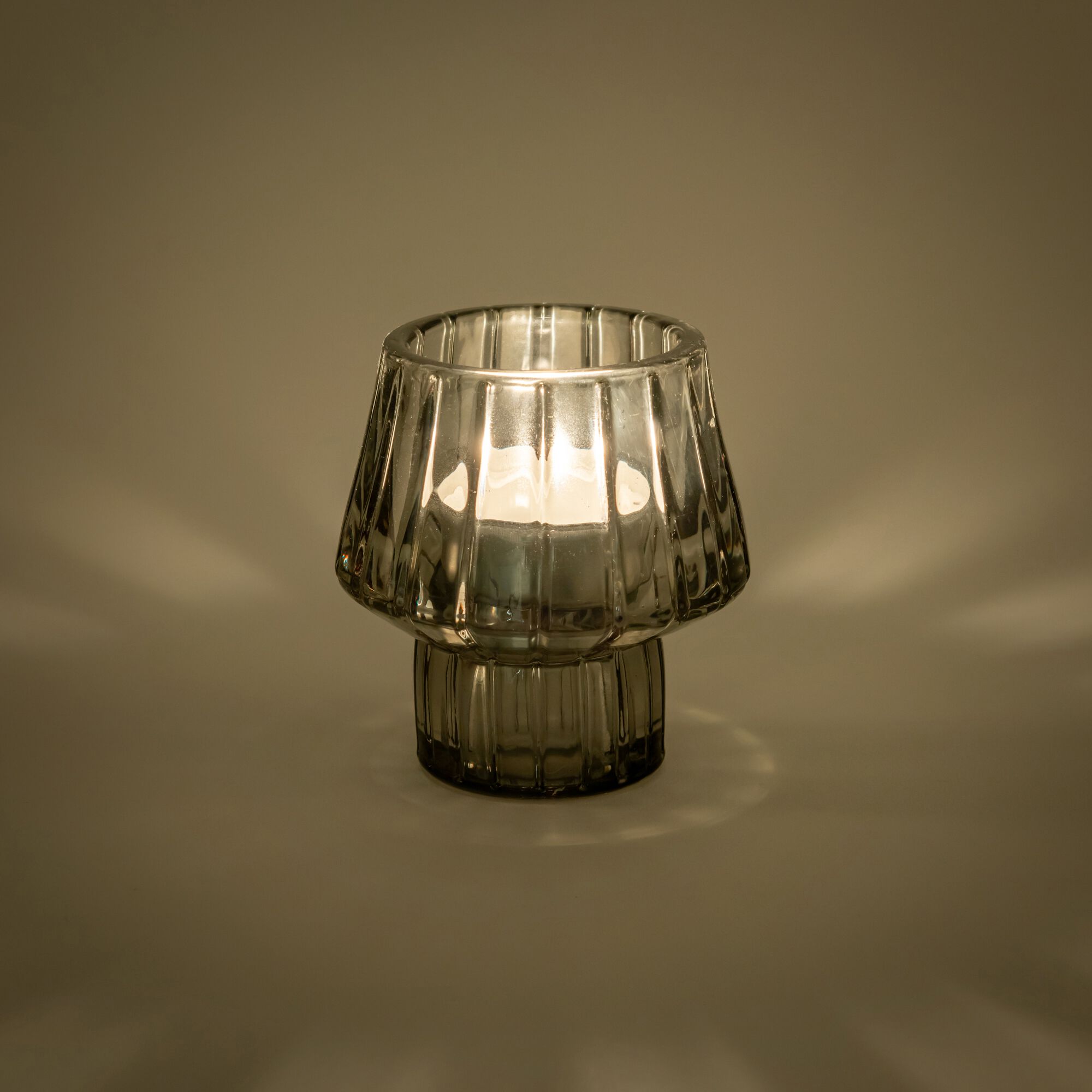 CEFALU - Photophore en verre H10cm - gris