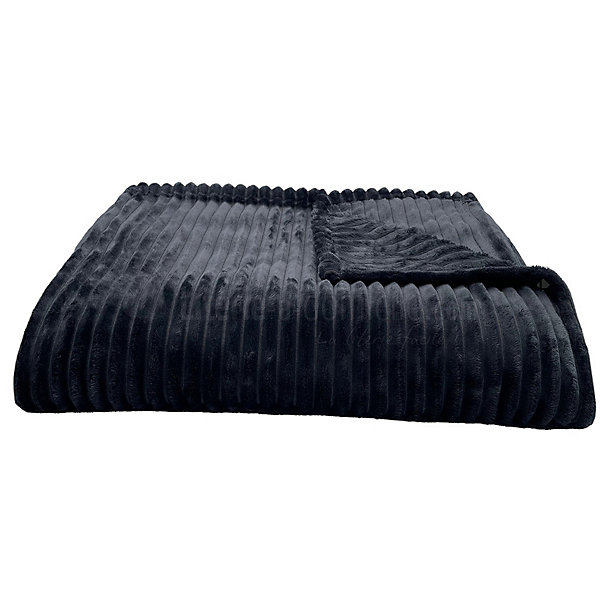 Couverture 100% polyester 240x260 cm microvelours DOLCE gris acier