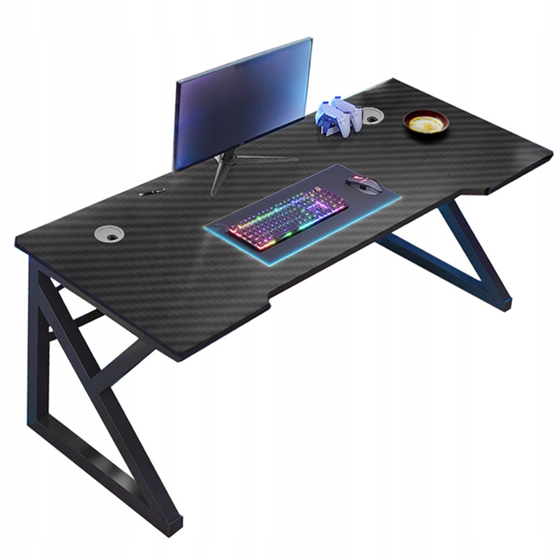 Biurko gamingowe czarne carbon nowoczesne dla gracza 120 cm